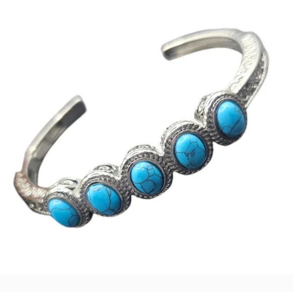 Blue Howlite Cuff Bracelet - Picture 3 of 6